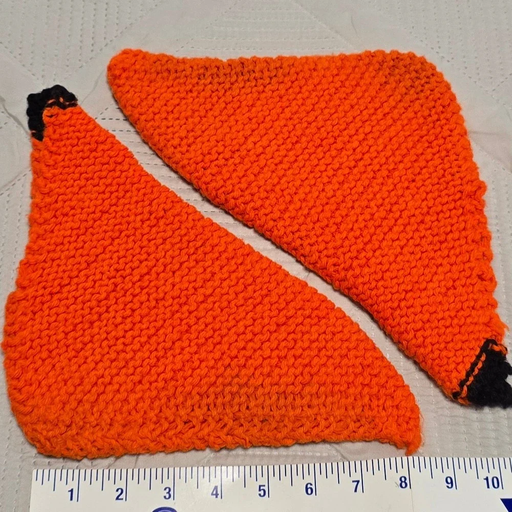 Hand Knit Orange Footie Slippers Booties Teen Adult Cozy‎ Warm House Shoes 1980s - Picture 3 of 4